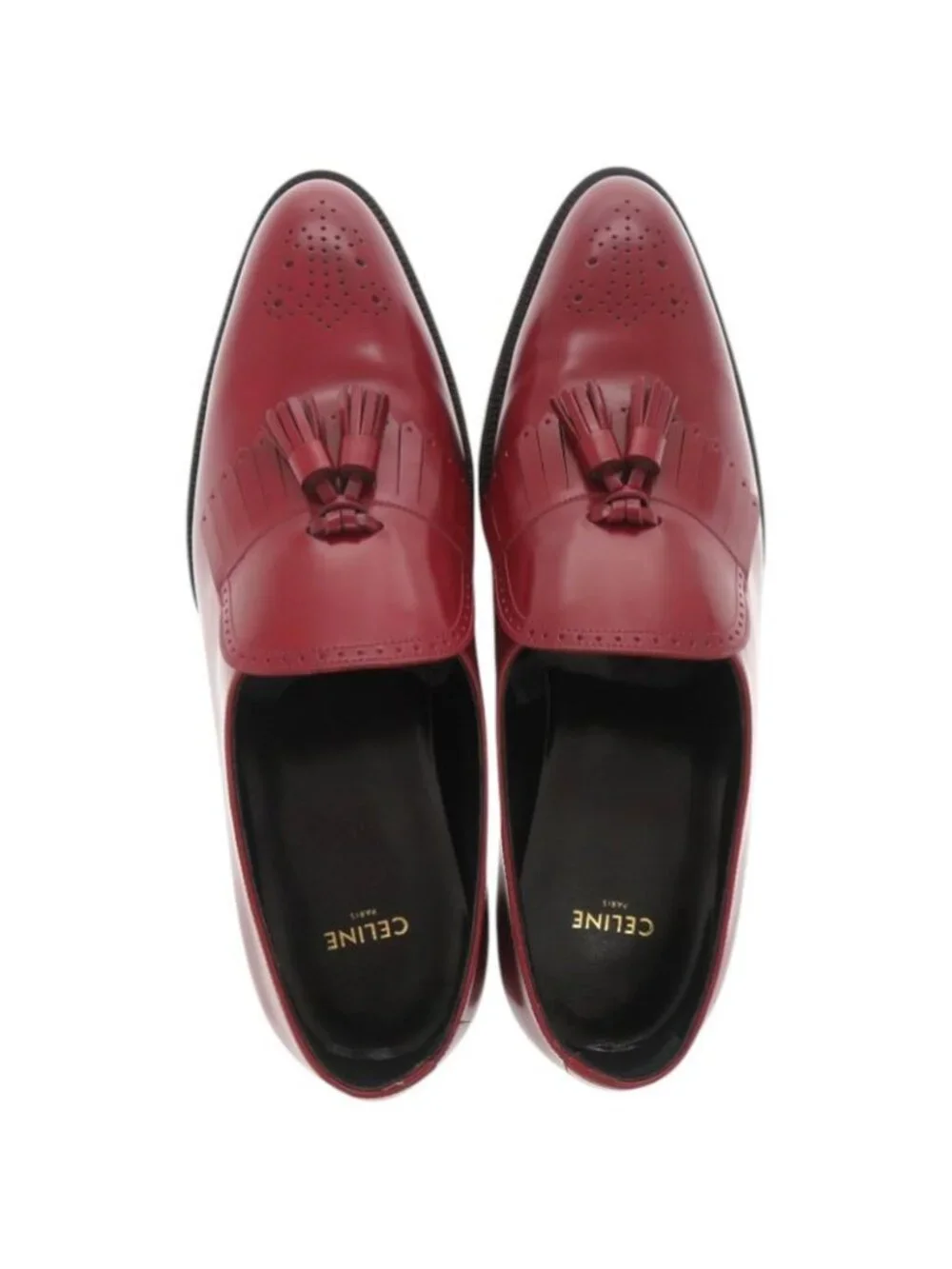 Celine Loafers Tassel Leather Red Shoes - Picture 6 of 10
